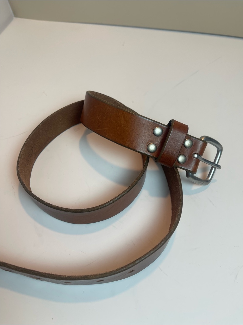 Vintage J.Crew Genuine Italian Leather Belt Brown Minimalist Basic Sz 34 Unisex - Picture 3 of 10